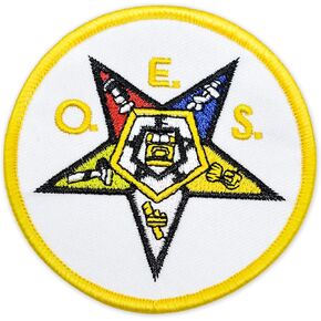 Order of The Eastern Star Round Embroidered Masonic Patch - [Multicolored][3'' Diameter]