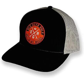 OLD GUYS RULE Men's Trucker Hat, Wave Patch - Gift for Dad, Grandpa, Husband, Father's Day, Birthday, Holiday - Funny Novelty Hat for Surfers, Beach Goers, Vacation, Beach Lovers (Black & Grey)