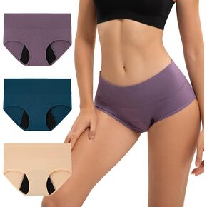 INNERSY Women's High Waisted Period Underwear Heavy Flow Postpartum Menstrual Panties 3-Pack