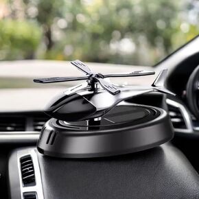 Car Air Freshener Solar Power Plane Fragrance Diffuser Ornament Dashboard Helicopter Style Perfume Decoration, Grey