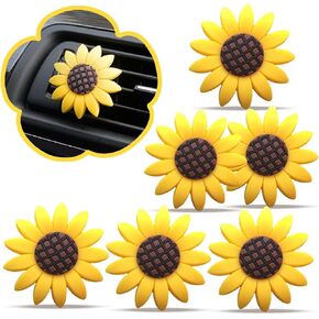 Sunflower Car Air Freshener Vent Clip - Dashboard Air Conditioning Outlet Clip Charm Car Interior Decorations - Cute Sunflower Car Accessories Air Freshener Decor Present for Women (2PCS)