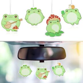 ANGOLIO Spring Frogs Car Air Freshener - Cartoon Frogs Pattern Spring Party for Boy and Girls Long Lasting Little Scented Hanging Funny Air Accessories Fresheners for Car Rearview Mirror