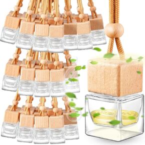 Domensi 150 Pcs Car Air Freshener Hanging Car Diffuser Bottles Empty Glass Perfume Bottles Refillable Air Freshener Pendant Aromatherapy Fragrance Vials Ornament Decor
