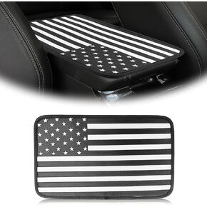 Center Console Armrest Cover Pad, Universal American Flag Vehicle Armrest Seat Box Cover Protector, Comfortable Car Decor Accessories Fit for Most Cars, Vehicles, SUVs(Black American Flag)