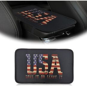 وسادة غطاء مسند ذراع وحدة التحكم المركزية، واقي غطاء صندوق مقعد مسند ذراع السيارة ذو العلم الأمريكي العالمي، إكسسوارات ديكور مريحة للسيارة تناسب معظم السيارات والمركبات وسيارات الدفع الرباعي (العلم الأمريكي الأسود) in Kuwait