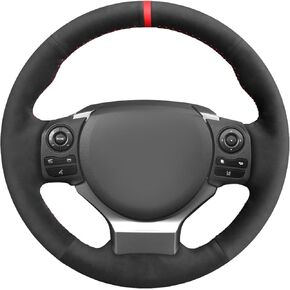 MEWANT Steering Wheel Cover Wrap for Lexus is 200t 250 300 350 F Sport/RC/CT 200h / NX Hand-Stitched Black Suede