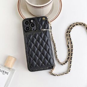 for iPhone 15 Pro Max Case Wallet for Women, Stylish Crossbody Wallet Case with Detachable Strap＆Card Slots Holder,Quilted PU Leather Phone Cases for iPhone 15 Pro Max 6.7", (White)