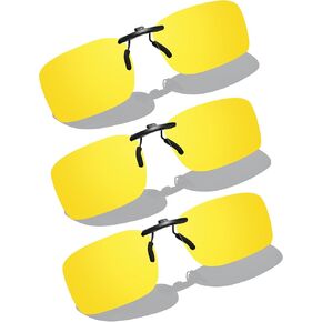 Xfeel Clip on Night Driving Glasses, Multi-Pack Anti Glare Night Vision Glasses for Wearing Over Prescription Glasses