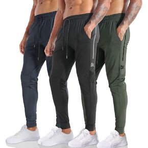 BROKIG Men's Lightweight Athletic Gym Jogger Pants, Stretch Quick Dry Workout Running Sweat Pants with Zipper Pockets