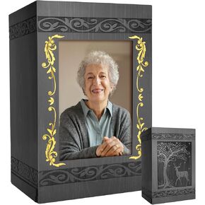 Cremation Urn for Ashes for Women, Human Urn for Ashes Adult Male or Female, Wooden Picture Frame Urns Box and Casket for Ashes Men Women Child, Burial Funeral Urns for Ashes, Holds Up to 250 LBS