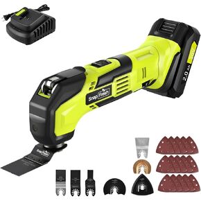Cordless Oscillating Tool, SnapFresh 20V Oscillating Multi-Tool with 6 Speed, 3.2°Oscillating Angle, 22pcs Accessories, 2.0Ah Battery and Fast Charger, Tool Kit for Scraping, Sanding, Cutting Wood