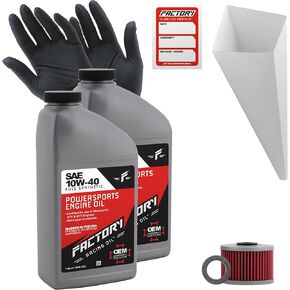Oil Change Kit compatible with Kawasaki KLX230S KLX230R KLX230SM KLX300R – Includes 2 Qts of 10W-40 Full Synthetic Oil, 1 Filter, 1 Crush Washer, 1 Funnel, 1 Oil Change Sticker