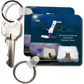3dRose USS Arizona Memorial Views in Pearl Harbor, Honolulu - Key Chains, 2.25 x 4.5 inches, set of 2 (kc_107068_1)