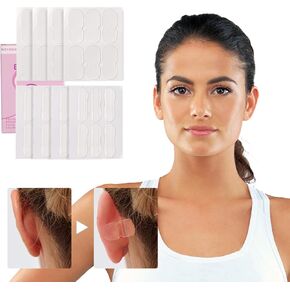 Stick Out Your Ears, 48pcs Elf Ear Stickers, Transparent One Sided Ear Tapes, Silicone Cosmetic Ear Patch to Creat V-Shaped Face, Ear Training Accessory Posture Corrector (48pcs-c)