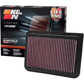 K&N High-Flow Original Lifetime Engine Air Filter: Increase Power & Acceleration, Washable, Premium, Replacement Car Air Filter: Compatible with 2002-2019 Toyota (Auris, Corolla, Yaris, Verso) 33-2360
