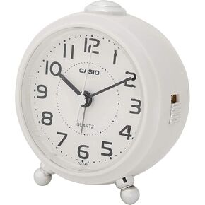 CASIO TQ-149-7JF Alarm Clock, White, Analog, Small, Snooze with Light