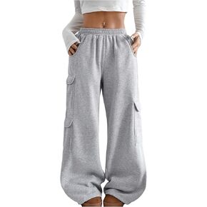 Women's Baggy Sweatpants Elastic Waist Loose Wide Leg Sweatpants Athletic Joggers Pants Trousers