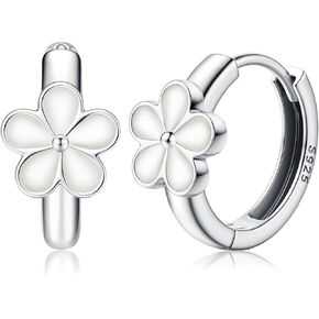 MILACOLATO 925 Sterling Silver Small Hoop Earrings Toddler 18K Gold Plated Huggie Hoop Earrings Daisy Flower Hoop Earrings for Women Hypoallergenic Earrings for Sensitive Ears