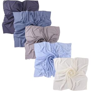 5 Pieces 43 Inch Large Chiffon Square Hijab Hair Scarf for Muslim Shawls Headscarf for Women Bandana Turban Wrap Scarves