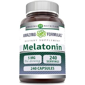 Amazing Formulas Melatonin Supplement | 5 Mg Per Serving | 240 Capsules | Non-GMO | Gluten Free | Made in USA