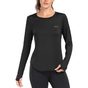 Long Sleeve Workout Tops for Women UPF 50+ UV Protection Sun Shirts Quick Dry for Running Hiking with Thumb Hole