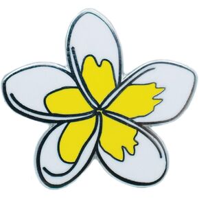 White and Yellow Plumeria Tropical Hawaiian Lei Flower Hard Enamel Pin
