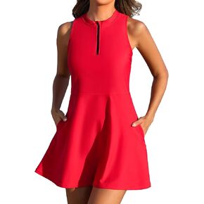 فستان سباحة من Charmo برقبة عالية للنساء مكون من قطعتين بتغطية كاملة، بدلة استحمام Rashguard، ملابس سباحة بسحاب أمامي in Kuwait