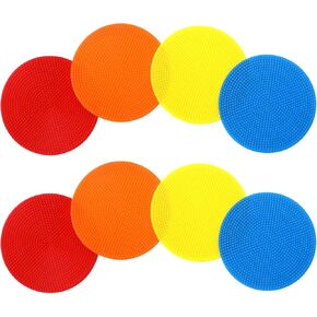 8 Pcs 3.9Inch Poly Spot Markers Floor Dots Spot Markers Non-Slip Rubber Agility Markers Round Floor Spots Set Colored Flat Field Cones Dots for Gym/PE Equipment Train Dance Soccer Basketball Sport