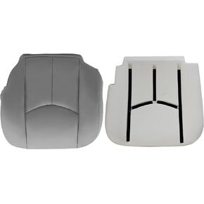 GXARTS Driver Side Bottom Replacement Leather Seat Cover and Foam Cushion #922 or 92i Pewter Gray Compatible with Chevy GMC Tahoe Suburban Avalanche Yukon Silverado Sierra 2003 2004 2005 2006