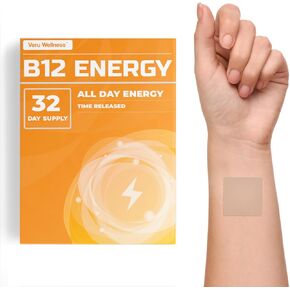 Veru Wellness B12 Energy Patch - Energy, Focus - B12, C, B6, Iron, Guarana and Garcinia Cambogia - External Use only- 32 Count