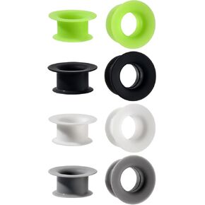 Qmcandy 8PCS Thick Silicone Ear Gauges Flexible Big Flare Ear Tunnels Plugs Stretchers Ear Piercing Jewelry for Women Men 2g-1"