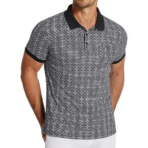 COOFANDY Men's Polo Shirts Short Sleeve Print Performance Golf Shirts Fashion Casual Beach Collared T-Shirts