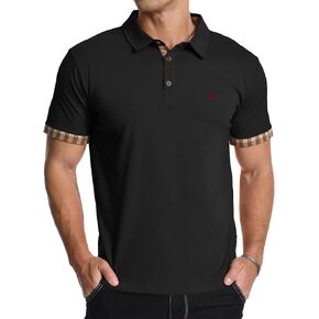 KUYIGO Men's Short Sleeve Polo Shirts Casual Business Regular Tops Fashion Button Cotton Shirt 2024