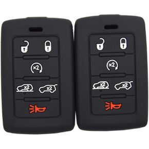 6 Buttons Silicone Key Fob Cover Case Protector for Jeep Grand Cherokee L Grand Wagoneer L 2021 2022 2023 2024 2025 Smart Remote