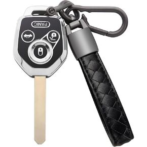 for Subaru Key Fob Cover with Keychain Soft TPU Full Protection Key Case Shell for 2008-2019 Ascent BRZ Crosstrek Forester Impreza Legacy Outback Solterra WRX STI XV 4 Button, B-Black