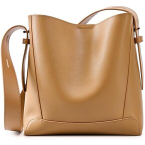 JIUFENG Leather Handbags for Women, Soft Shoulder Tote Crossbody Purses Bucket Bags with Adjustable Strap