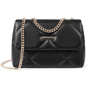 BOSTANTEN Crossbody Bags for Women Small Purse Vegan Leather Quilted Shoulder Bag With Chain Trendy Ladies Handbags