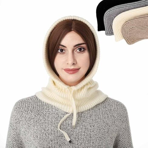 Balaclava Women Knit Winter Hats Warm Hooded Scarf Hat Warm Knitted Men Women Scarf Warm Winter Hats in Saudi Arabia