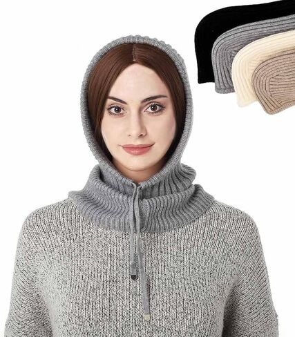 Balaclava Women Knit Winter Hats Warm Hooded Scarf Hat Warm Knitted Men Women Scarf Warm Winter Hats in Saudi Arabia