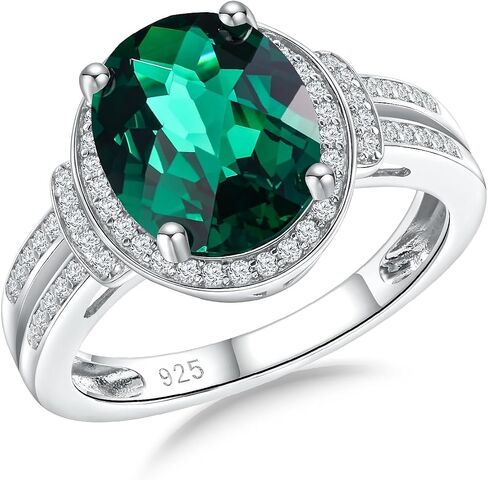 Emerald/Sapphire/Ruby/Tourmaline Rings for Women, 925 Sterling Silver Gemstone Engagement Anniversary Ring Big 6.5-8.5 Carat Birthstone Ring, Size 6 to 10 (Send Gift Box) in Saudi Arabia
