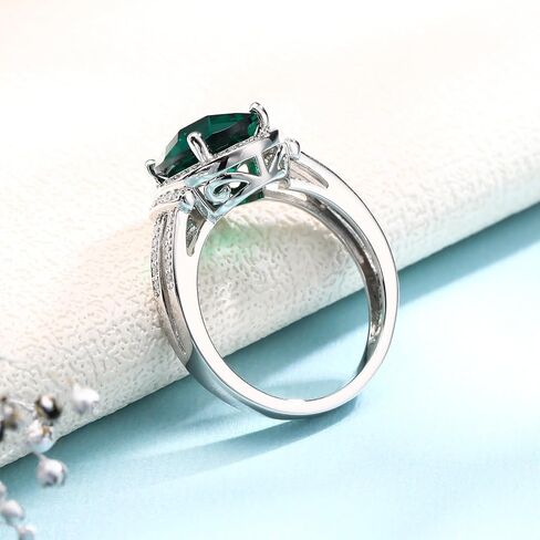 Emerald/Sapphire/Ruby/Tourmaline Rings for Women, 925 Sterling Silver Gemstone Engagement Anniversary Ring Big 6.5-8.5 Carat Birthstone Ring, Size 6 to 10 (Send Gift Box) in Saudi Arabia