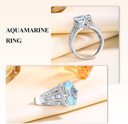 Emerald/Sapphire/Ruby/Tourmaline Rings for Women, 925 Sterling Silver Gemstone Engagement Anniversary Ring Big 6.5-8.5 Carat Birthstone Ring, Size 6 to 10 (Send Gift Box) in Saudi Arabia