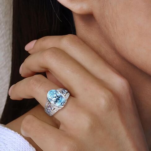 Emerald/Sapphire/Ruby/Tourmaline Rings for Women, 925 Sterling Silver Gemstone Engagement Anniversary Ring Big 6.5-8.5 Carat Birthstone Ring, Size 6 to 10 (Send Gift Box) in Saudi Arabia