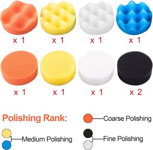 SIQUK 16 Pieces 3 Inch Buffing Pads Foam Polishing Pad Kit Polisher Pads Bonnets Wax Buffer Polish Pads Car Buffer Attachment for Drill in Kuwait