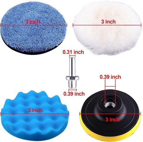 SIQUK 16 Pieces 3 Inch Buffing Pads Foam Polishing Pad Kit Polisher Pads Bonnets Wax Buffer Polish Pads Car Buffer Attachment for Drill in Kuwait