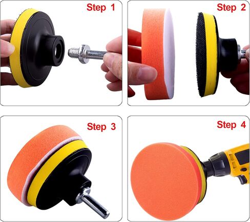 SIQUK 16 Pieces 3 Inch Buffing Pads Foam Polishing Pad Kit Polisher Pads Bonnets Wax Buffer Polish Pads Car Buffer Attachment for Drill in Kuwait