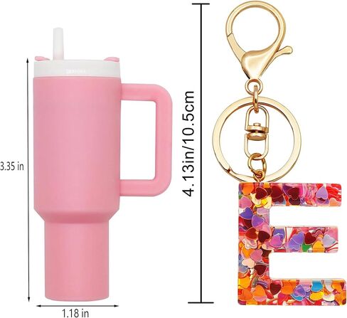 Mini Tumbler Keychain Cute Stanley Cup Charms For Backpack Initial Letter Fashion Tassel Butterfly Pendant Keychain For Women in Kuwait