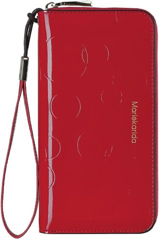 Fashion RFID leather wallet, women's hand-held bag, credit card clip bag, women's casual long large capacity coin purse, women's zipper multi card slot long wallet (Red) in Saudi Arabia