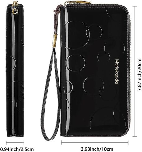Fashion RFID leather wallet, women's hand-held bag, credit card clip bag, women's casual long large capacity coin purse, women's zipper multi card slot long wallet (Red) in Saudi Arabia