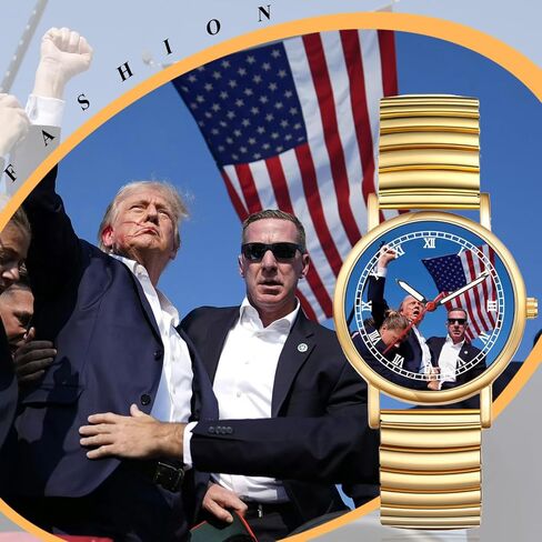 JewelryWe Men Women Elastic Watches: Round Analog Trump Dial Quartz Watch Gold Silver Plated Stretch Band Wristwatch for Christmas in Saudi Arabia